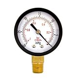 HFS 2" Dry Utility Vacuum Pressure Gauge Blk.Steel 1/4" NPT Lower Mount; -30HG/0PSI