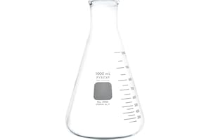 PYREX Narrow Mouth Erlenmeyer Flask with Heavy Duty Rim - Borosilicate Glass Flask – Premium Glass Chemistry Flask for Laboratory, Classroom or Home Use - PYREX Chemistry Glassware, 1L, 1/Pk