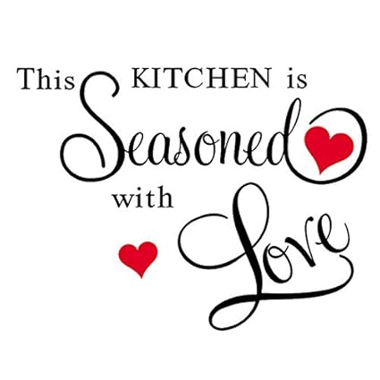 Decals Design Kitchen Seasoned with Love Wall Sticker (PVC Vinyl, 70 cm x 50 cm, Black)