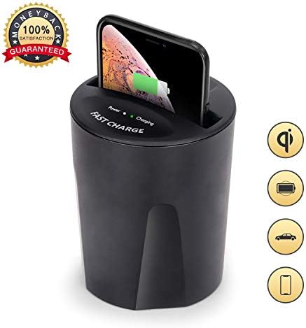 Wireless Car Charger-QI Fast Car Charger 10W/7.5W/5W Wireless Charging with USB&Type-C Output for iPhone 8/Plus Samsung Galaxy/S9/S8/S7/S6 Sony Nokia Note8/6,Black(X9)