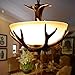 Antler Chandelier Retro Resin Antler Lamp 16.5 inches Diameter 16.9 inches High Ceiling Antler Chandelier Used in Bedrooms, Restaurants, Bars, Cafes, Etc