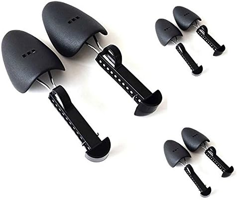 Rhumen 3 Pairs Practical Plastic Adjustable Length Men Shoe Tree Stretcher Boot Holder Organizers (3 Pairs Black)