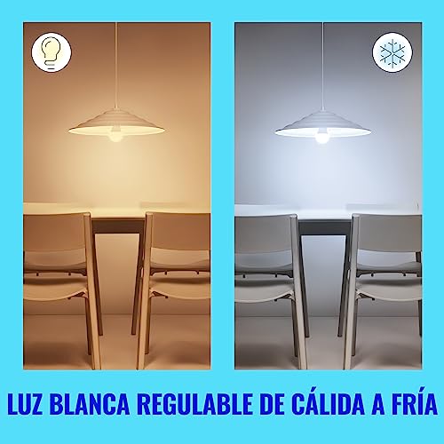 - Bombilla LED inteligente, Casquillo E27 8W (Eq.60) 806 lúmens, Luz Blanca Cálida a Fría Regulable, Compatible con Alexa, Google Home, tecnología SpaceSense y Matter - Pack de 3