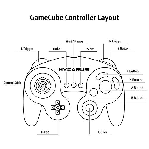 image for Gamecube Controller, HYCARUS 2 Packs White Black Game Cube Controller 