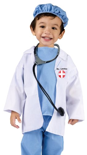 Fun World Costumes Baby's Doctor Toddler Costume, Blue/White, Large(3T-4T)