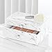 mDesign Decorative Wide Plastic Makeup Organizer Storage Station with 2 Drawers for Bathroom Vanity, Countertop, Cabinet - Holds Lip Gloss, Eyeshadow Palettes, Brushes, Blush, Mascara - Marble