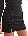 PROGRACE Sexy High Waist Criss Cross Young Girl Faux Suede Keep Warm Mini Skirt Black L