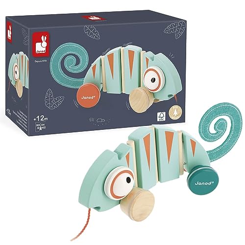 Janod Tropik PullAlong Chameleon Wooden EarlyLearning Toy