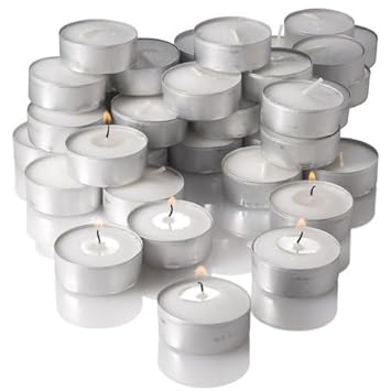 Asian Hobby Crafts Wax Tea Light Candle (White, Set of 50) Smokeless Candles