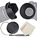 waka 58mm Lens Hood Set, Reversible Tulip Flower + 3 Stages Collapsible Rubber Lens Hood + Center Pinch Lens Cap with Cap Keeper Leash + Microfiber Cleaning Cloth