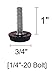 Combo Solutions Adjustable Furniture Levelers ¼ inches -20 T-Nuts with Black Leveler Glides - 20’s