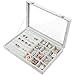STYLIFING Jewelry Tray Showcase Display Storage Organizer box Vintage Case Multi-function Gray Velvet & Clear Lid with Lock Gifts for Girls Women (2 in 1)