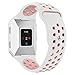 UMTELE For Fitbit Ionic Band, Two-toned Perforated Replacement Strap Breathable Accessory Wristband with Quick Lock&Release Buckle for Fitbit Ionic Smart Watch, Large, Pink/White