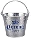 Corona Beer Brand Themed Galvanized Steel Ice Bucket, Silver and Blue, One Size