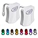 MAIKEHIGH Motion Detection Sensor Automatic Toliet LED Nightlight, Toilet Night Light Bowl Lid Bathroom Seat Hanging Battery- Operated Nightlight Lamp 8 Colors Changing.(2 Pack)