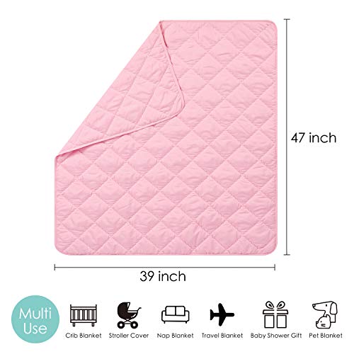 TILLYOU Ultra Soft Microfiber Toddler Quilt- Comfy Lightweight Baby Quilted Blanket for Girls - 39" x 47" Multi-Use Kids Comforter-Pink - Thumbnail 6