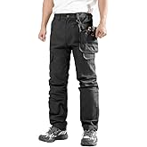 GGleaf Mens Work Pants Ripstop Waterproof Elastic Waist Outdoor Cargo Tactical Hiking Quick-Dry Pants with 7 Pockets