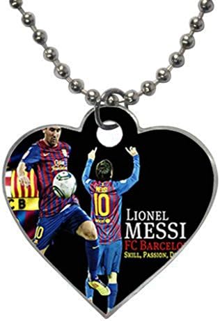 FC Barcelona LIONEL MESSI Custom Fashion HOT Heart dog tag pet tag Necklaces pendant Bead Chain Gift