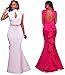 Kearia Women Formal Gown Mock Neck Sleeveless Key Hole Evening Prom Mermaid Long Dress