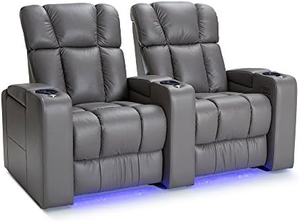 Palliser Collingwood Leather Home Theater Seating Power Recline - (Row of 2, Gray)