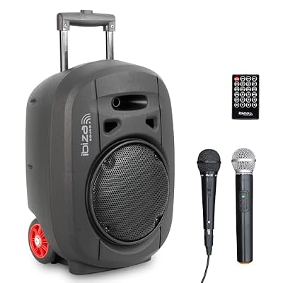 - PORT8UHF-MKII-TWS - coluna portátil MAX 8"/400 W com 1 microfone com fios e 1 microfone UHF, controlo remoto e estojo de transporte - Bluetooth, USB, SD e TWS - 6-8 horas de autonomia