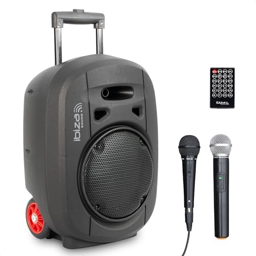 - PORT8UHF-MKII-TWS - coluna portátil MAX 8"/400 W com 1 microfone com fios e 1 microfone UHF, controlo remoto e estojo de transporte - Bluetooth, USB, SD e TWS - 6-8 horas de autonomia