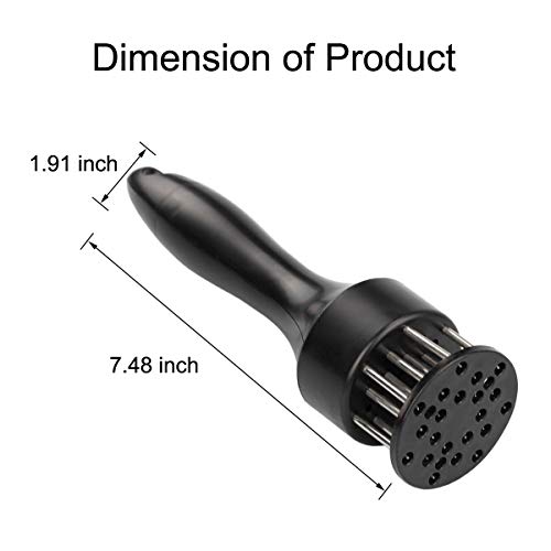 Meat Tenderizer, Hammer Mallet Tool 24 Stainless Steel Sharp Needle for Kitchen Cooking Tenderizing Chicken Beef Steak Pork Lamb (1PCS / Black)