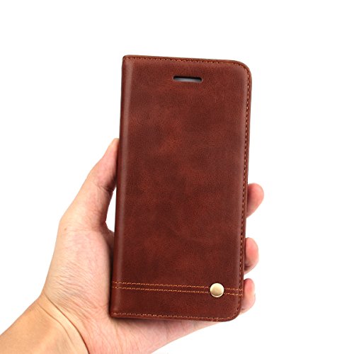 Moto Z2 Play Case,RUIHUI Luxury Leather Wallet Folding Flip Protective Shock Resistant Case Cover with Card Slots,Kickstand Feature and Magnetic Closure For Motorola Moto Z2 Play 2017 Release (Brown)