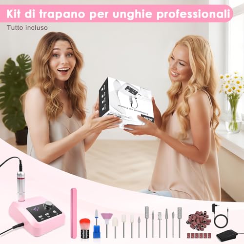 Professional Nail Drill 45000RPM Electric Nail File with Smart LED and Pedals Mode Manicure and Pedicure Kit Electric Drill for Nail Gel, for Studio Beauticians Home Gifts