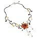 NOVICA Artisan Crafted Citrine Carnelian Choker Necklace | Beaded Stainless Steel Glass | Red Yellow Birthstone | Lobster Clasp | Celosia Orange Floral | Thailand 'Fire Flower' 3