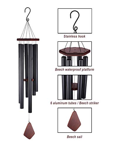 Afirst Outdoor Wind Chimes 46 inches with 6 Tuned Tubes Silver Amazing Grace Wind Chime Outdoor Deep Tone Metal Chimes Garden Patio Home Decoration Gift for Family and Friends.