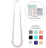 Goobie Baby Audrey Silicone Teething Necklace for Mom to Wear, Safe BPA Free Beads to Chew - Pearl