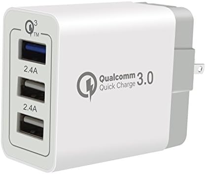 Crelander USB Wall Charger with Quick Charge 3.0 Port, Qualcomm 3.0 Multiple USB Charger, 52W 3-Port USB Charge Hub for iPhone, Sumsung