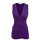 Simier Fariry Women Tops V Neck Ruched Side Tank Top