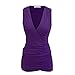Simier Fariry Women's Summer Solid V Neck Ruched Side Slim Fit Casual Tank Tops