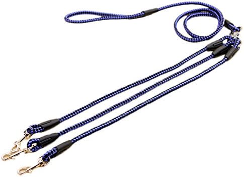 Freerun 3-IN-1 Small Dog Leash Three Way Dog Coupler Leash, Nylon Triple Leash for Dog Cats Pet - Blue