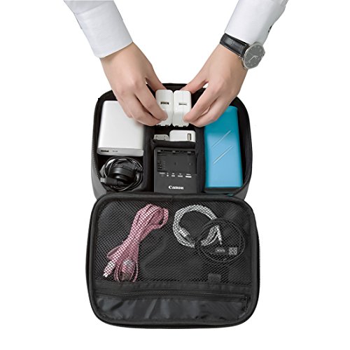 BAGSMART Electronics Travel Organizer Bag Hard Drive Case for Various USB, Phone, Cable, Charger, Dark Grey