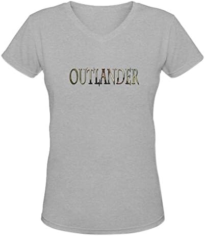 Blacksoul Women's Outlander V Neck T Shirts Cotton Casual XL Grey