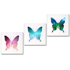 3 Panel Canvas Wall Art Beautiful Butterfly Pictures Home Wall Decorations for Bedroom Living Room Paintings Canvas Prints Framed - 12"x12"x3 Panels