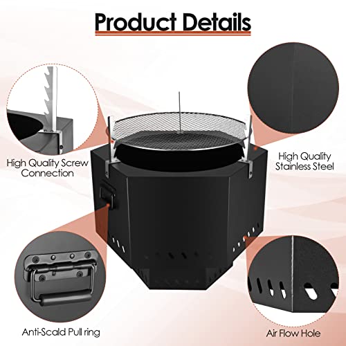 Fire Pit Bonfire Stove 21'' Outdoor Smokeless Wood Burning Firepit Wood