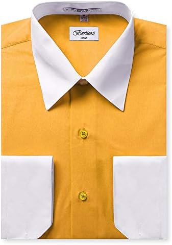 Amazon.com: Men's White Two Tone Dress Shirt - Large 32/33 : Clothing,  Shoes & Jewelry