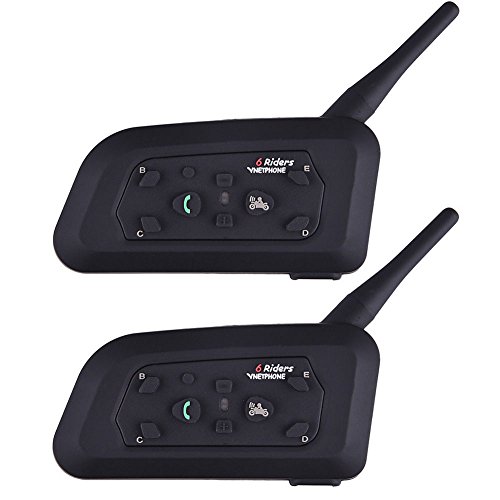 Amazingbuy - 2 Sets Vnetphone V6 BT Intercom Bluetooth Interphone 1200M Range 6 Riders Motorcycle Helmet - Motorcycle Snowmobile Multi Interphone Headsets 6 Riders. Great for Skiing and Riding
