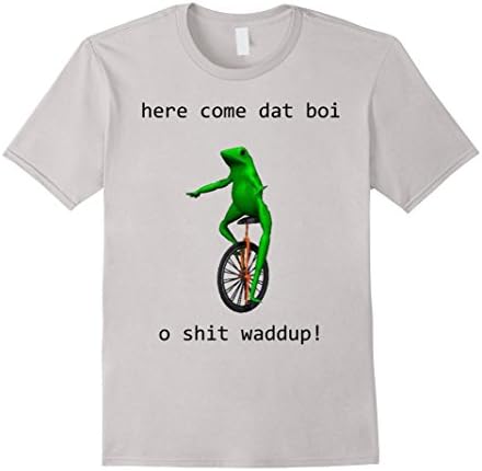Men's Here Come Dat Boi II Dank Meme T-Shirt Men Women Kids Size Medium Silver
