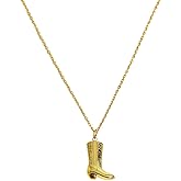 Vurotry Western Cowboy Boot Necklace for Women Cowboy Necklace Gold Exquisite and Fashionable Golden Western Boot Necklace Jewelry
