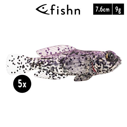 FISHN 5er Set GOBYone 7,6cm 9gr Ultra Realistische Grundel Gummifisch zum Angeln auf Barsch und – Bild 3