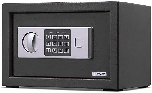 Quisilife High Security Steel Safe 20cm High Safe Deposit Box Home Office Hotel Small Mini Password Into The Wall Safe Deposit Box Safe Box (Color : Black, Size : 20x20x31cm)