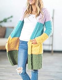 Zesica - Chaqueta de punto para mujer, estilo casual, manga larga, con bolsillos