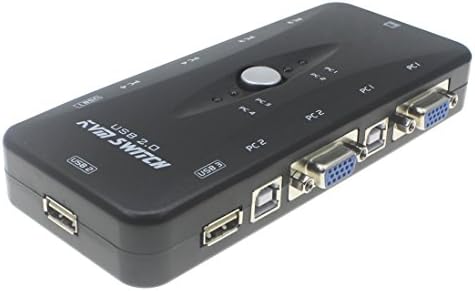 TechIntheBox 4 Port USB 2.0 KVM VGA SVGA Switch Box Adapter for PC Keyboard Mouse Monitor-Black