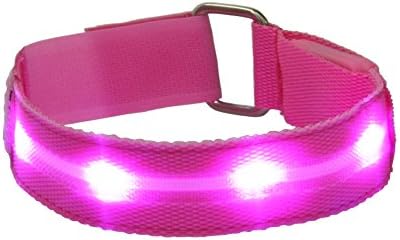 LED Sports Armband MoSANY Flashing Safety Light Reflective Wristband Belt Ankle Band LED Slap Armband Glow Bracelet High Visibility Gear for Running Cycling or Walking At Night (Pink)