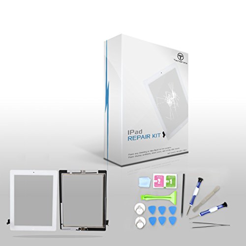 TechOrbits Replacement 9.7" Touch Screen Digitizer Glass for IPAD 2 with Home Button A1395 A1396 A1397 (AT&T/T-Mobile/Sprint/Verizon) GSM CDMA White Repair Kit